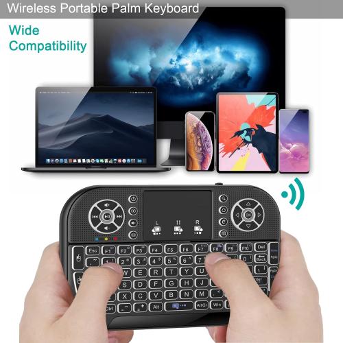 A8 Mini Bluetooth Keyboard, Dual Modes(2.4GHz/Bluetooth) Wireless Keyboard Controller with Touchpad Mouse Combo,3-7 RGB Backlits, Rechargeble, Remote Control for Computer/Tablet/Mobile Phone/TV Box