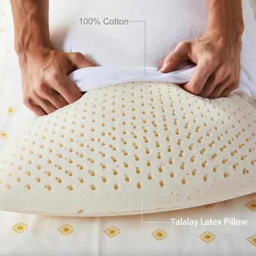 100% Natural Talalay Latex Pillow, Luxury Standard Size Medium Support Sleeping Bed Pillow for Side, Back, and Stomach Sleepers, Extra Soft Latex Foam Pillow, Removable Breathable Cotton Cover