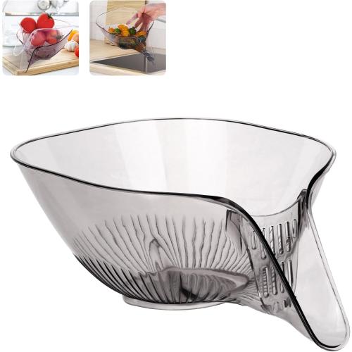 Color Grey Multifunctional Drain Basket, Kitchen Drainage Basket Funnel, Multi Functional Drain Basket with Spout, Multi-functional Kitchen Drain Basket, Vegetable Strainer Draining Basket, Grey