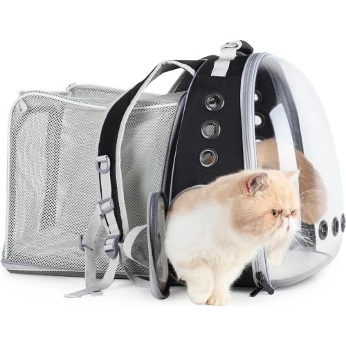 Lollimeow Cat Carrier Backpack, Expandable Bubble Pet Carrier for Cats and Small Dogs, Airline Approved Travel Backpack for Hiking, Walking & Outdoor Adventures - Supports up to 14 lbs