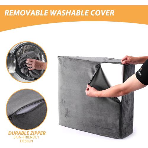 Leg Elevation Pillows, Leg Pillows for Sleeping, Cooling Gel Memory Foam Top, Wedge Pillow for Legs, Leg Wedges for Circulation, Swelling, After Surgery - Removable Cover (8 Inch, Dark Grey)
