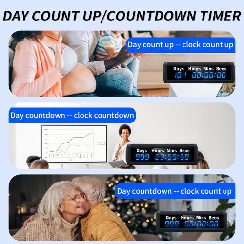 YZ Digital 999 Days Countdown Timer, Count Up/Count Down Clock with Remote, 12/24 Hour Real Time, Event Countdown Clock Large Display, Countdown Calendar for Retirement/Pregnancy/Birthday/Christmas