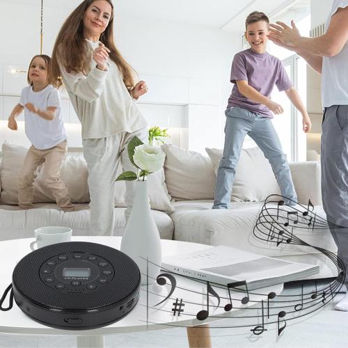 Portable CD Player with Speaker and Anti Skip CD Player for Car MP3 Compatibility Support Recording to USB Built-in Microphone (Black)