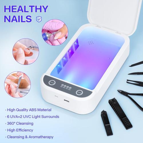 ALLGLLAM Multifunctional Cleaning Box, Portable USB Cleaning Box for Nail Manicure Make Up Tools,Jewelry,Tattoo Supplies Cleaning