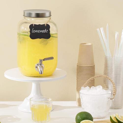 1 Gallon Drink Dispenser with Spigot 18/8 Stainless Steel – Airtight & Leakproof Glass Sun Tea Jar with Anti-Rust Lids, Beverage Dispenser for Parties - Laundry Detergent Holder