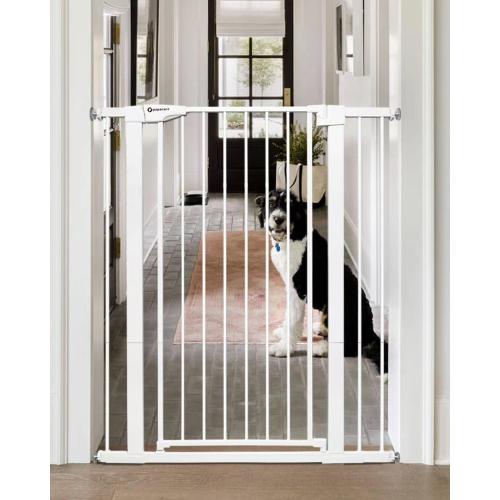 White 42 Extra Tall Baby Gate for Stairs and Doorways, Fits Openings 29.5-40.5 Wide, Auto-Close, Pressure-Mounted Pet and Dog Gates, Secure Your Home While Keeping Your Little Ones Safe，White
