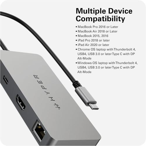 HyperDrive 5 Port USB C Hub - 86W Power Delivery, 4K HDMI, Ethernet, 5Gbps USB-A, USB Hub for Laptop, Chromebooks, and USB-C Compatible Devices