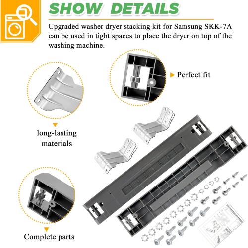 SKK-7A SKK-8K Stacking Kit Fit for Samsung Washer & Dryer 27 Inch Front Load Laundry by Techecook - 2026 UPGRADED Samsung laundry stacking kit Replaces for SKK-7A SK-5A SK-5AXAA SKK8K