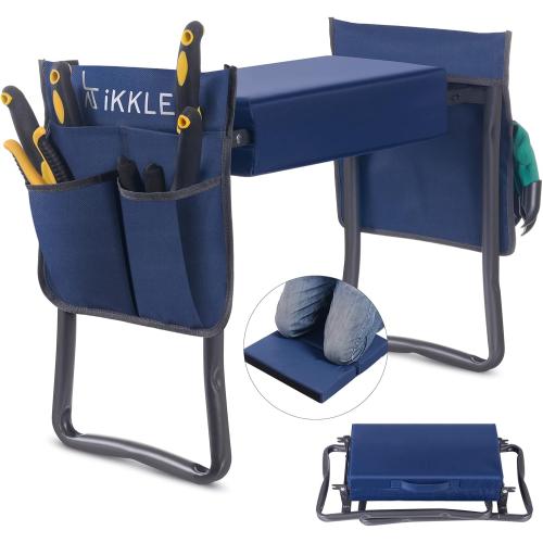 Patented Garden Kneeler and Seat Heavy Duty, Upgraded Garden Bench with Thicker Wider Soft Detachable Kneeling Pad, with 2 Tool Store Pouches, Nice for Mother Father Gardeners