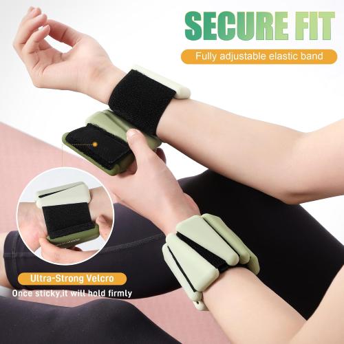 Green Ankle Weights for Women Wrist Weights Set of 2 (1 lb/2 lbs Each) Adjustable Arm Leg Weight for Womens Men Suitable for Walking Swimming Running Pilates Yoga Gym