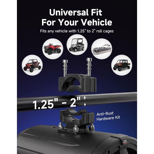 KEMIMOTO KP6 UTV Tower Speakers 6.5 Woofers with 5.75 Passive Radiators | 520W MAX(130W RMS), Bi-Amp Drive, 3 preset EQ, Broadcast Sync, IP66 Waterproof for Off-Road & Marine, Fit for UTV/ATV/Boats