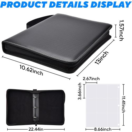 Portable 9-Pocket Trading Card Binder, Holds 1080 Cards with 60 Removable Double-Sided Sleeves, Baseball Card Binder Card Storage Organizer Album for Boys, Girls, Sports & Game Cards