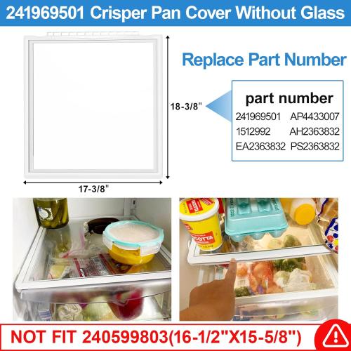UPGRADED 241969501 Shelf Frame without Glass Refrigerator Compatible with Frigidaire Shelf Replacement Refrigerator Crisper Drawer Shelf Cover Parts LFSS2612TF0, FGHS2631PF4A, FFSS2615TS0 Shelves