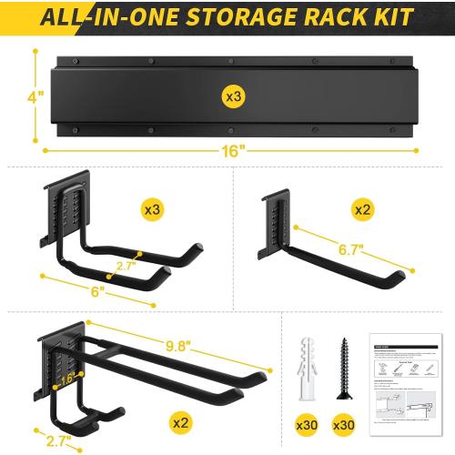 UUP 48 Garage Tool Organizer Wall Mount, 440lbs Garden Garage Storage Garage Organization with Adjustable Heavy Duty Hanging Hooks, Yard Rack Hanger System Shovel Rake Broom Ladder Holder, Men Gift