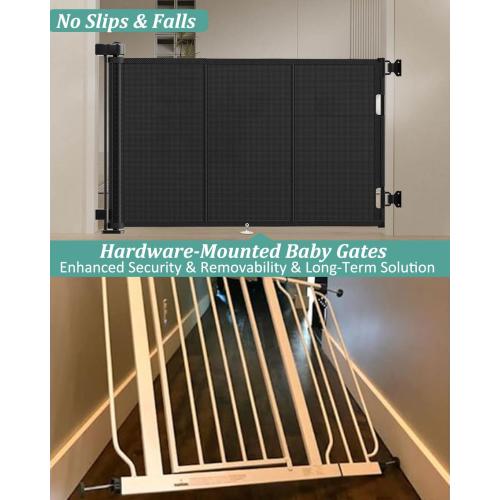 Upgraded 71 Retractable Baby Gates with Reinforced Strip Design to Prevent Crawling Through, 42 Extra Tall Retractable Gates, 6 FT Retractable Dog Gate for Stairs, Doorways, Hallways