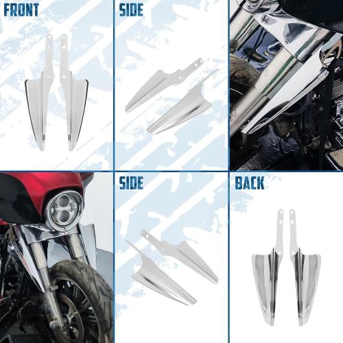 Front Fork Mount Wind Deflectors Windshield Fit for Harley Touring Street Glide Electra Glide Road King CVO FLHT FLHR FLHX 1995-2023 Chrome