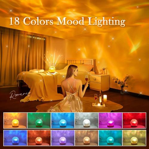 One Fire Ocean Projector for Bedroom,18-Color LED Mood Lighting,Girls Gifts