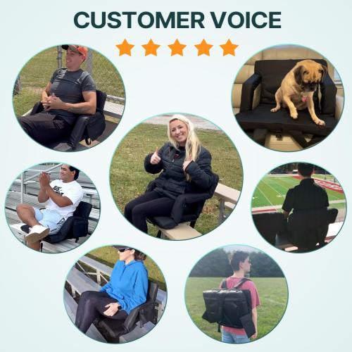 HOPERAN Stadium Seats for Bleachers with Back Support, Half-fold Portable Bleacher Chairs with Back and Cushion, 600D Waterproof Reclining Extra Wide Bleacher Seat for Outdoor Sports