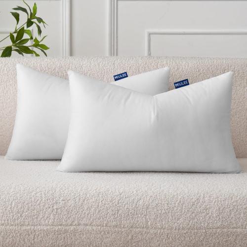 Size Small Color White MIULEE Standard Size Set of 2 Throw Pillow Inserts, Nowoven Decorative Pillow Inserts for Living Room