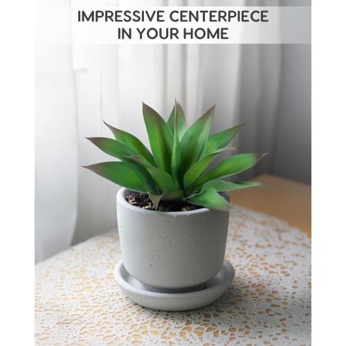 Velener Artificial Outdoor Agave Plant - Small Size UV Resistant Fake Agave Plants for Indoor and Outdoor Decor(Purple, 14 Inch)-2 Pack