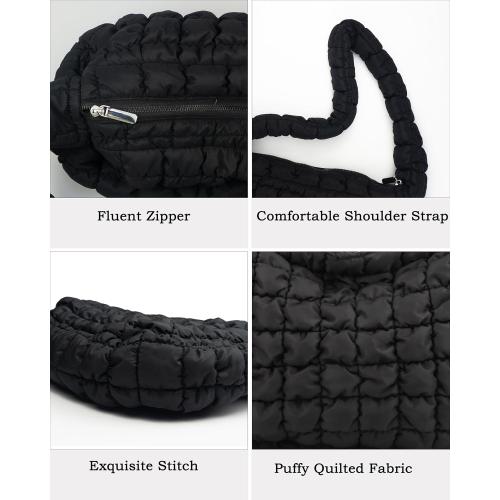 Rejolly Puffer Quilted Shoulder Bag for Women Puffy Bubble Tote Bag Lightweight Nylon Handbag Padded Soft Purse