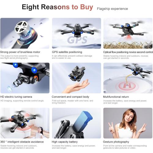GPS Drone with Camera for Adults 4K,New Upgrade Drone with Batteries,RC Quadcopter w/Brushless Motor,Auto Return,Circle Fly,Waypoint Fly, Follow me,50  Mins Long Flight,Gifts for Adults/Kids Beginner