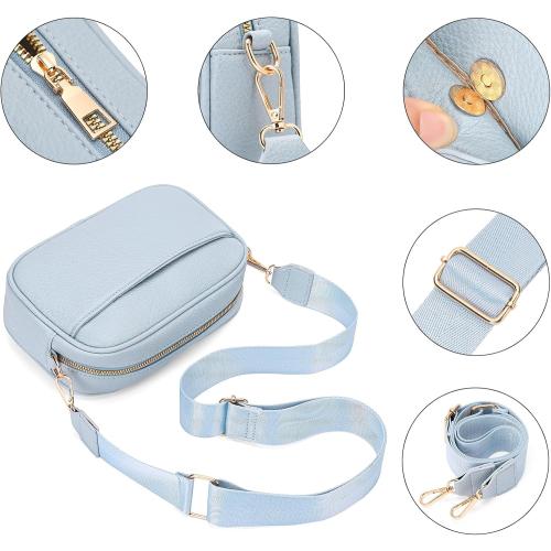 Small Crossbody Bag for Women Trendy Triple Zip Purses Vegan Leather Shoulder Handbag with Adjustable Wide Strap