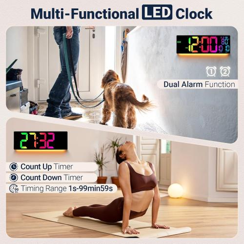 16.5 Large Digital Wall Clock RGB LED Display for Classroom with Remote