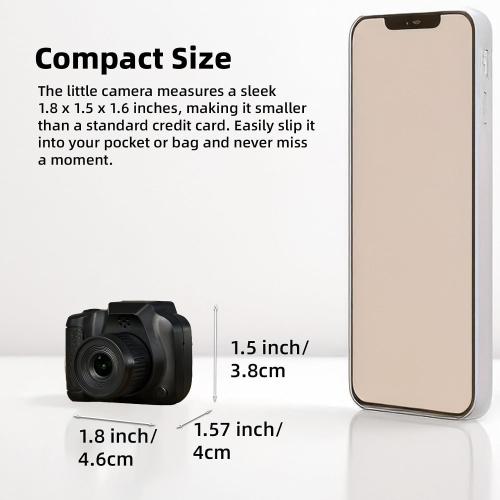 Mini Camera Keychain, Mini Retro Digital Camera, Y2K Camera, Wide Angle Lens, 1.4 LCD Screen, 32GB Included, Nostalgic Photos, Vintage Video Effects, Great Gift Idea, Black