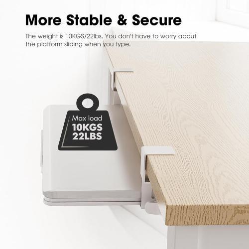 Fenge Keyboard Tray Under Desk, Pull Out Keyboard & Mouse Tray with C Clamp Mount, Sliding Keyboard Holder for Desk, 25.6 x 11.8 inch Large Slide-Out Platform Computer Drawer for Typing, White