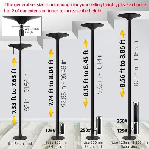 PRIOR FITNESS Premium Dance Pole Removable 45mm Spinning & Static Dancing Pole Heavy-Duty Steel Pole Dancing Pole, Adjustable Height Professional Grade Excellent for Home Exercise Club Gym