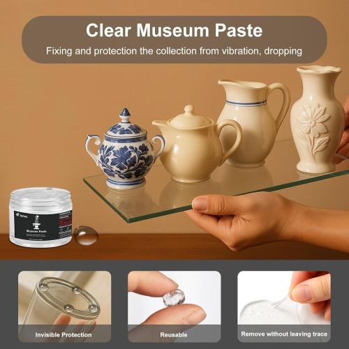 4 oz Exhibits Fixing Gel for Museum, Removable Clear Museum Paste Putty Wax, Reusable & No Residue, Fixed Collection Artifacts and Decorations to Prevent Vibration, Falling