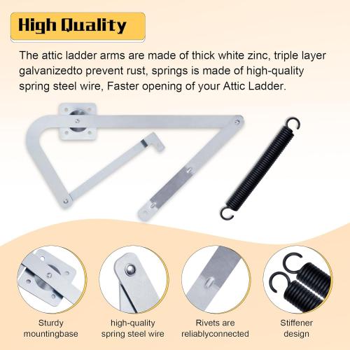 55-2 Attic Ladder Hinge Arms with High-Tension Springs -Suitable for Werner Attic Ladders Manufactured After 2010, Compatible with Werner WU2210, W2208, W2210 Models - Durable Steel Construction‌