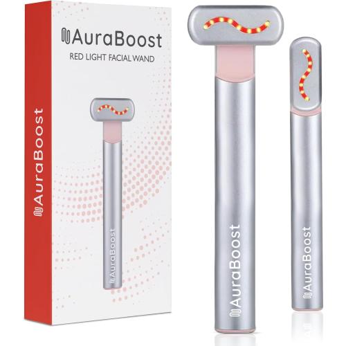 Handheld LED Red Light Therapy for Face and Neck - Vibrating Massage, Glowing Skincare Wand, Smart Sensor, Portable Facial Device, Face Therapy Wand Skin Health Tool Rejuvenation Boost