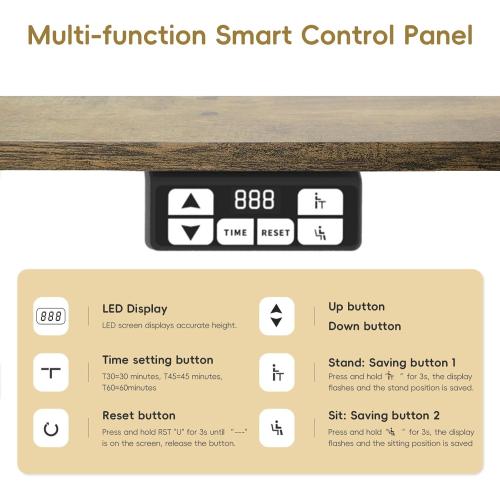 Rustic Brown 40 Electric Standing Desk, Adjustable Height Stand up Desk, Sit Stand Home Office Desk (Rustic, 40 inch)