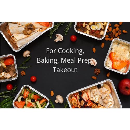 Aluminum Pans with Lids (50-Pack, 8.5×6) 1LB Capacity Foil Food Containers with Lids - 50 Pans and 50 Cardboard Covers - Disposable Tin Foil Pans - for Baking, Meal Prep and Freezer, Takeout