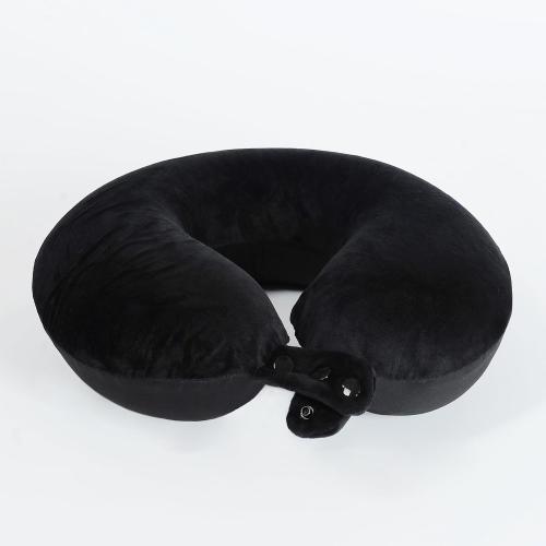 Travel Neck Pillow, Top Memory Foam Pillow for Head Support, Ideal for Airplanes, Cars, and Home Recliners, Adjustable and Soft (Black)