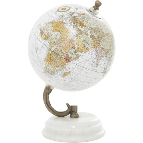 Deco 79 Marble Globe with White Marble Base, 5' x 5' x 8', White