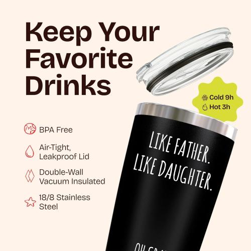 KLUBI Dad Birthday Gifts from Daughter - Like Father Like Daughter Oh Crap Mug Funny Father's Day Gifts 20 Ounce Fathers Tumbler Fathers Day Drinking Cup from Children Girl Dad Travel Mug Gift