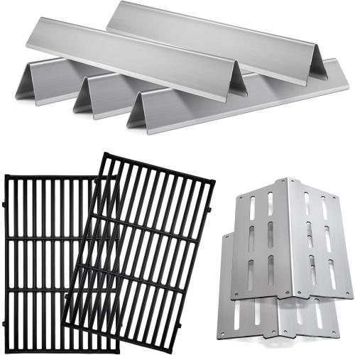 7524 Cast Iron Grill Grates and Stainless Steel 7520 flavorizer bar 7522 Heat Deflector Replacement Parts for Weber Genesis Grill 300 Series E-310 E-320 E-330 S-310 S-320 S-330 EP-320