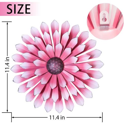 AHYS Metal Flowers Wall Decor Indoor Outdoor Metal Wall Art for Farmhouse Home Living Room Bedroom Bathroom Garden Decor – Pink