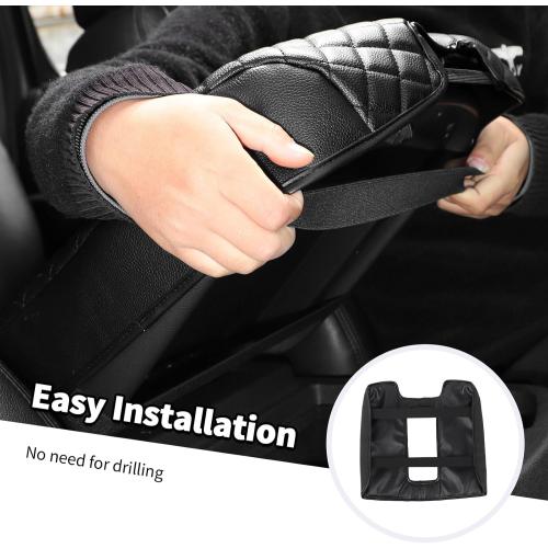 Jimen Car Center Console Cover Pad Fit for Chevy Silverado/Avalanche/Tahoe/Suburban 2007-2013, Leather Armrest Cover Fit for GMC Yukon 2007-2013 (Black)