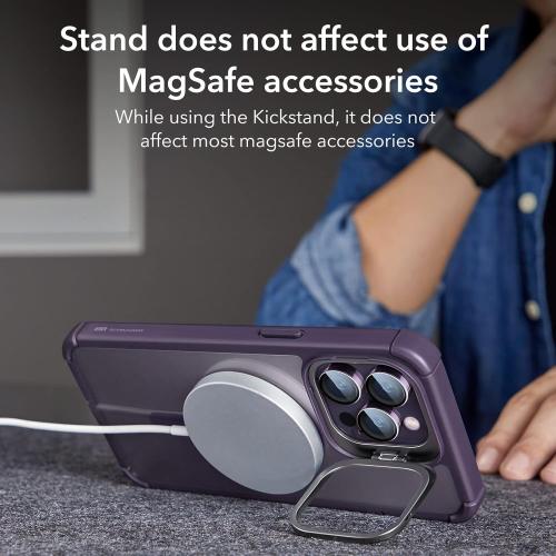 ESR for iPhone 14 Pro Max Case with Stand, Compatible with MagSafe, Full-Body Military-Grade Drop Proof Case with Built-in 9H  Tempered Glass Screen Protector, Armor Series, Clear Purple