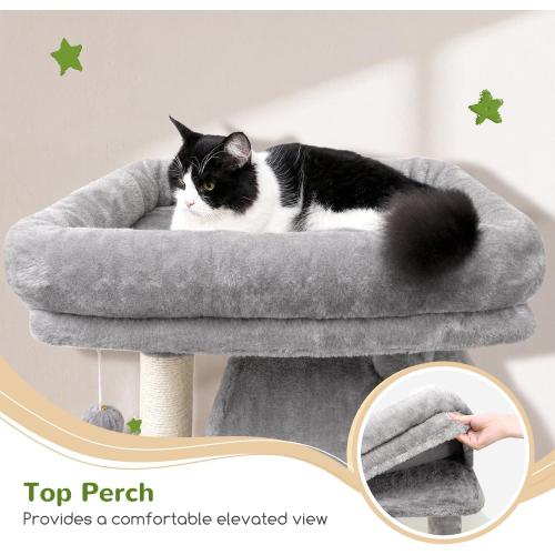 Globlazer Heavy Duty Cat Tree, 70 inch Sturdy Cat Tree for Indoor Cats Extra Large Cat Tower with Scratching Post, Hammock, Cat Condo for Adult Cats Kittens, F70 Pro, Light Grey