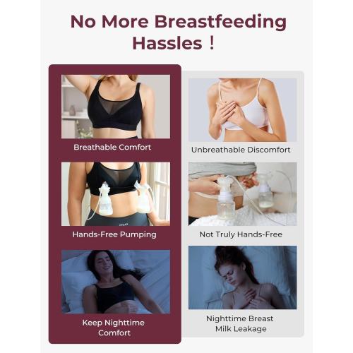 Momcozy Mesh Support Pumping Bra Hands Free Suitable for 36C-44G, Comfortable Plus Size Pumping and Nursing Bra in One