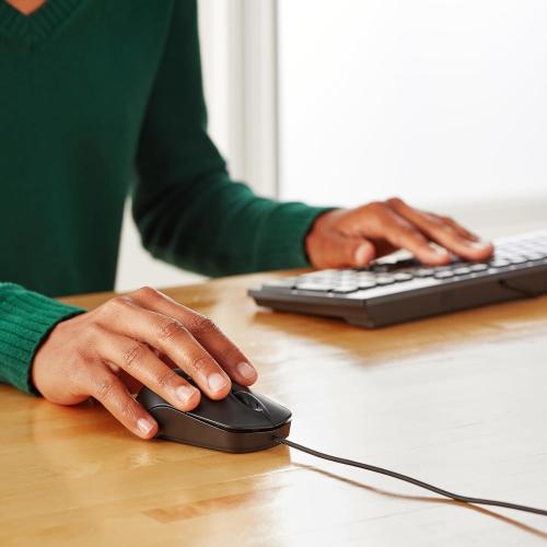 Amazon Basics 3-Button USB Wired Mouse with Scrolling and Tracking - Standard, Black