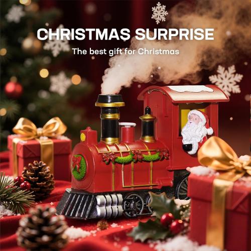 Christmas Train Ornaments with Steam Effects Multicolor Santa Christmas Table Decorations