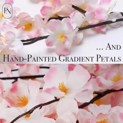 3 Pack Artificial Cherry Blossom Branches - 20 Inch Real Touch Silk Flowers with Bendable Stems for Vase, Wedding, Home Office Decor, Spring Floral, Party & Event Decor (Blush Pink Gradient)