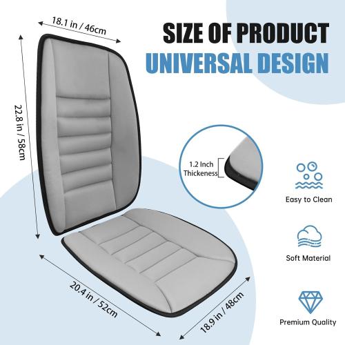 Car Seat Cushion, Memory Foam Cushion for Car Seat, Lumbar Support Pillow, Seat Cushion for Full Back and Seat, Ideal for Car Seat Driver, Office Chair, Wheelchair and Back Pain Relief (Gray)