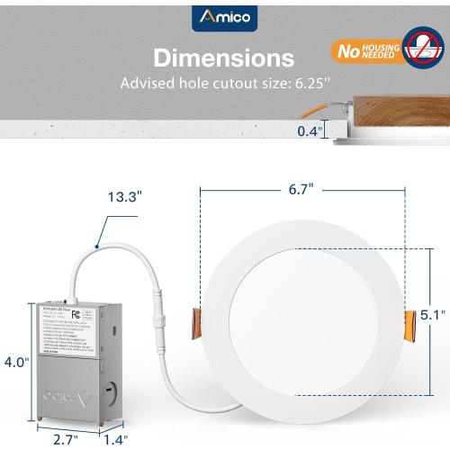 product is good- Damage box- Amico 36 Pack 6 Inch 5CCT Ultra-Thin LED Recessed Ceiling Light with Junction Box, 2700K/3000K/3500K/4000K/5000K Selectable, 12W Eqv 110W, Dimmable Can-Killer Downlight, 1050LM Brightness - ETL&FCC